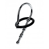 Серебристый уретральный плаг-бусины TOYFA Metal с мягким фиксириющим кольцом - ToyFa - купить с доставкой в Кургане