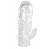 Прозрачная гелевая насадка с шипами и клиторальным отростком - 13 см. - Toyfa Basic - в Кургане купить с доставкой