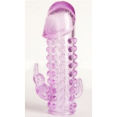 Закрытая фиолетовая насадка с 2 отростками - 13 см. - Toyfa Basic - в Кургане купить с доставкой