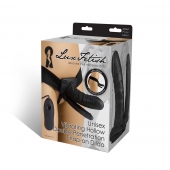 Полый страпон с двумя отростками и вибрацией Unisex Vibrating Hollow Strap-On Double Penetrating Dildo - 17,8 см. - Lux Fetish - купить с доставкой в Кургане