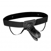 Полый страпон с двумя отростками и вибрацией Unisex Vibrating Hollow Strap-On Double Penetrating Dildo - 17,8 см. - Lux Fetish - купить с доставкой в Кургане