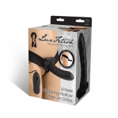 Чёрный полый страпон с вибрацией Unisex Vibrating Hollow Strap-On - 14 см. - Lux Fetish - купить с доставкой в Кургане