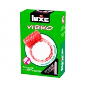 Розовое эрекционное виброкольцо Luxe VIBRO  Поцелуй стриптизёрши  + презерватив - Luxe - в Кургане купить с доставкой