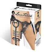 Черные трусики для страпона из патентованной кожи - Lux Fetish - купить с доставкой в Кургане