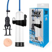 Прозрачная вакуумная вибропомпа Sex Expert с насадкой-вагиной - Sex Expert - в Кургане купить с доставкой