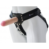 Черный пояс-трусики с насадкой  Гламур Dana  - 15,5 см. - LOVETOY (А-Полимер) - купить с доставкой в Кургане
