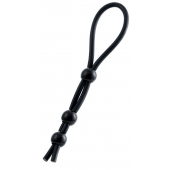 Черное лассо на пенис с тремя бусинами - A-toys - в Кургане купить с доставкой