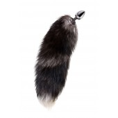 Серебристая металлическая анальная втулка с хвостом чернобурой лисы - размер S - ToyFa - купить с доставкой в Кургане