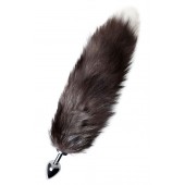 Серебристая металлическая анальная втулка с хвостом чернобурой лисы - размер S - ToyFa - купить с доставкой в Кургане