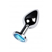 Серебристая конусовидная анальная пробка с голубым кристаллом - 8 см. - ToyFa - купить с доставкой в Кургане