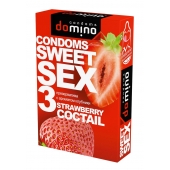 Презервативы для орального секса DOMINO Sweet Sex с ароматом клубничного коктейля  - 3 шт. - Domino - купить с доставкой в Кургане