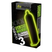 Презервативы DOMINO Neon Green со светящимся в темноте кончиком - 3 шт. - Domino - купить с доставкой в Кургане