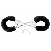 Меховые чёрные наручники Beginner s Furry Cuffs - Pipedream - купить с доставкой в Кургане