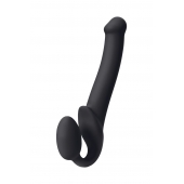 Черный безремневой страпон Silicone Bendable Strap-On M - Strap-on-me - купить с доставкой в Кургане