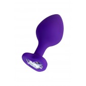 Фиолетовая анальная втулка Diamond Heart с прозрачным кристаллом - 8 см. - ToyFa - купить с доставкой в Кургане