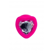 Розовая анальная втулка Diamond Heart с прозрачным кристаллом - 9,5 см. - ToyFa - купить с доставкой в Кургане