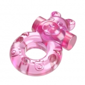Розовое эрекционное виброкольцо на пенис Pink Bear - Baile - в Кургане купить с доставкой