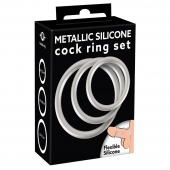 Набор из 3 эрекционных колец под металл Metallic Silicone Cock Ring Set - Orion - в Кургане купить с доставкой