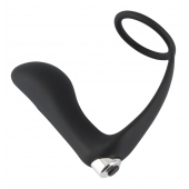 Черное эрекционное кольцо с анальной вибропробкой Vibrating Ring   Plug - Orion - в Кургане купить с доставкой