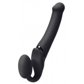 Черный безремневой вибрострапон Silicone Bendable Strap-On M - Strap-on-me - купить с доставкой в Кургане