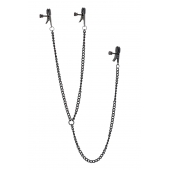 Черные зажимы на соски и клитор на цепочке DELUXE NIPPLE   CLIT CLAMPS - Dream Toys - купить с доставкой в Кургане