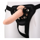 Телесный страпон на черных трусиках STRAP ON REAL DILDO - 20 см. - Dream Toys - купить с доставкой в Кургане