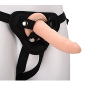 Телесный страпон на черных трусиках STRAP ON REAL DILDO - 20 см. - Dream Toys - купить с доставкой в Кургане