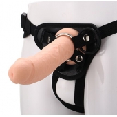 Черные трусики с телесной насадкой STRAP ON REAL DILDO - 21 см. - Dream Toys - купить с доставкой в Кургане