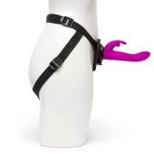 Лиловый страпон Rechargeable Vibrating Strap-On Harness Set - 17,6 см. - Happy Rabbit - купить с доставкой в Кургане