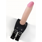 Черный узкий пояс на бедро с телесной насадкой - LOVETOY (А-Полимер) - купить с доставкой в Кургане