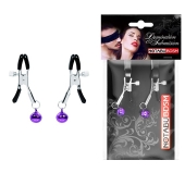 Оригинальные зажимы на соски с фиолетовыми шариками - Notabu - купить с доставкой в Кургане