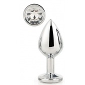 Серебристая анальная втулка с прозрачным кристаллом - 7,1 см. - Dream Toys - купить с доставкой в Кургане