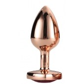 Золотистая анальная втулка с кристаллом-сердечком розового цвета - 7,1 см. - Dream Toys - купить с доставкой в Кургане