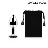 Серебристая анальная пробка с малиновым кристаллом - 7,2 см. - Anal Jewelry Plug - купить с доставкой в Кургане