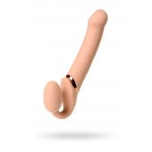 Телесный безремневой вибрострапон Vibrating Bendable Strap-On L - Strap-on-me - купить с доставкой в Кургане
