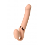 Телесный безремневой вибрострапон Vibrating Bendable Strap-On L - Strap-on-me - купить с доставкой в Кургане