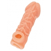 Телесная закрытая насадка с венками Cock Sleeve Size L - 17,6 см. - KOKOS - в Кургане купить с доставкой