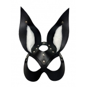 Черная маска зайки с белым мехом на ушках Miss Bunny - БДСМ Арсенал - купить с доставкой в Кургане