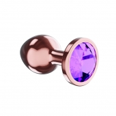 Пробка цвета розового золота с фиолетовым кристаллом Diamond Amethyst Shine S - 7,2 см. - Lola Games - купить с доставкой в Кургане