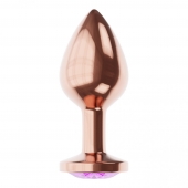 Пробка цвета розового золота с фиолетовым кристаллом Diamond Amethyst Shine S - 7,2 см. - Lola Games - купить с доставкой в Кургане