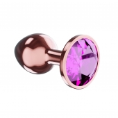 Пробка цвета розового золота с лиловым кристаллом Diamond Quartz Shine L - 8,3 см. - Lola Games - купить с доставкой в Кургане