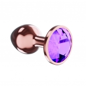 Пробка цвета розового золота с фиолетовым кристаллом Diamond Amethyst Shine L - 8,3 см. - Lola Games - купить с доставкой в Кургане