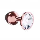 Пробка цвета розового золота с прозрачным кристаллом Diamond Moonstone Shine L - 8,3 см. - Lola Games - купить с доставкой в Кургане