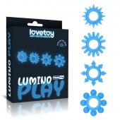 Набор из 4 голубых, светящихся в темноте эрекционных колец Lumino Play - Lovetoy - в Кургане купить с доставкой