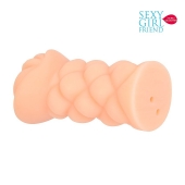 Телесный мастурбатор-вагина с вибрацией и комплектом эрекционных колец - Bior toys - в Кургане купить с доставкой