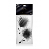 Зажимы на соски с черными пуховыми кисточками Sweet Caress Feather Nipple Clumps - Sweet Caress - купить с доставкой в Кургане