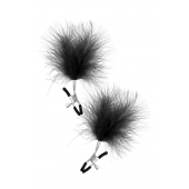 Зажимы на соски с черными пуховыми кисточками Sweet Caress Feather Nipple Clumps - Sweet Caress - купить с доставкой в Кургане