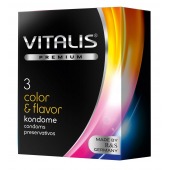 Цветные ароматизированные презервативы VITALIS PREMIUM color   flavor - 3 шт. - Vitalis - купить с доставкой в Кургане