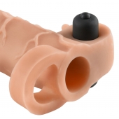 Телесная вибронасадка с кольцом Vibrating Real Feel 2 Extension - 16 см. - Pipedream - в Кургане купить с доставкой