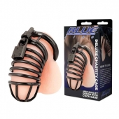 Черная металлическая клетка с замком Deluxe Chastity Cage - BlueLine - купить с доставкой в Кургане